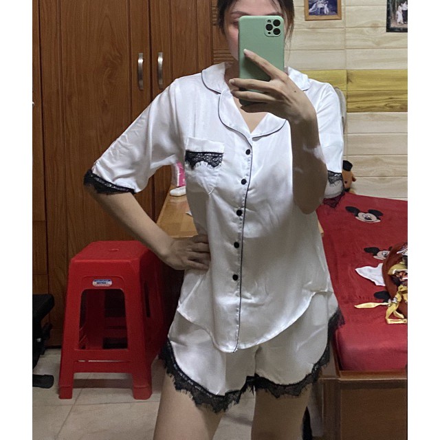 ♥️ Shop Uy Tín ♥️ Đồ bộ nữ, bộ pijama lụa đùi viền ren sexy siêu mát mịn