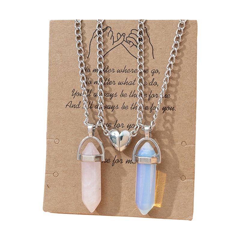 Vòng cổ Mặt Đá Thạch Anh Có Nam Châm Hình Trái Tim Cho Cặp Đôi