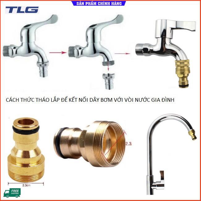 💎TLG💎 Bộ dây vòi xịt nước rửa xe, tưới cây . tăng áp 3 lần, loại 7m, 10m 206319 cút sập,nối đen+ tặng mở chai