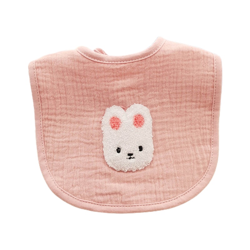 Yếm Ăn Vải Cotton Thấm Hút Nước In Hoạt Hình Thỏ Dễ Thương Cho Bé