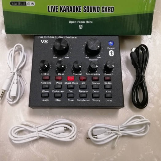 [Mã ELHACE giảm 4% đơn 300K] Sound Card Thu Âm Live Stream Hát Karaoke V8 Auto Tune