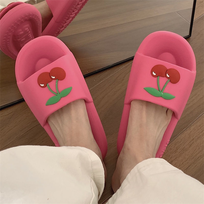 Dép Đi Trong Nhà Chống Thấm Nước Họa Tiết Cherry Dễ Thương Cho Nữ