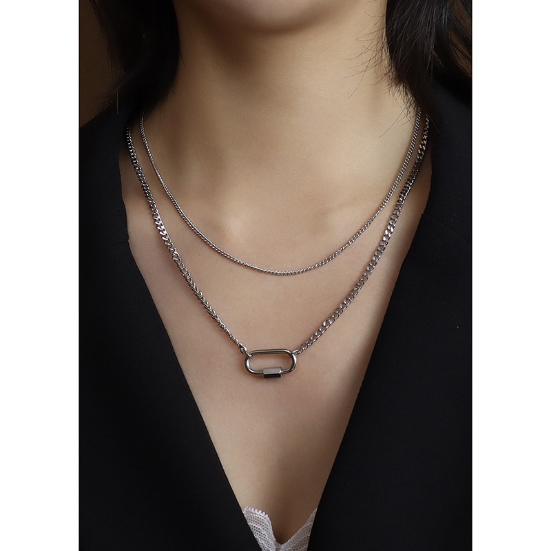 Set dây chuyền titan 2 tầng kiểu xích không gỉ WNS2202