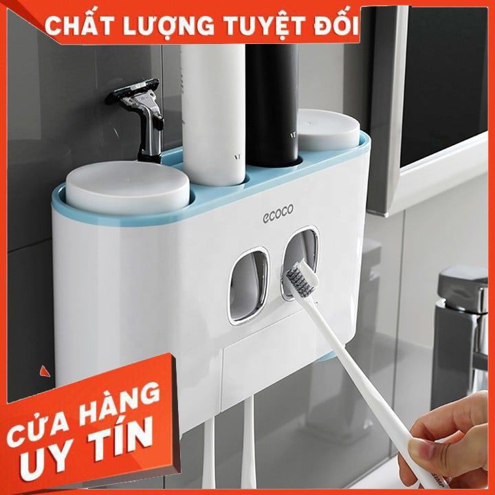 bộ nhả kem đánh răng, nhả kem đánh răng kiêm đựng bàn chải cao cấp ECOCO - Rất tiện dụng và sang trọng