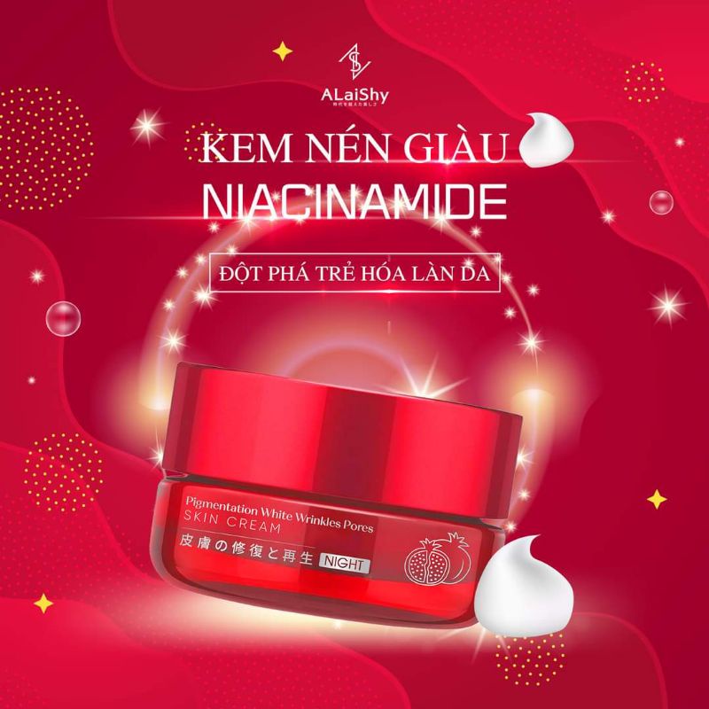 Kem face đêm Vitamin C phục hồi trẻ hóa, trắng mịn da Alaishy dạng nén