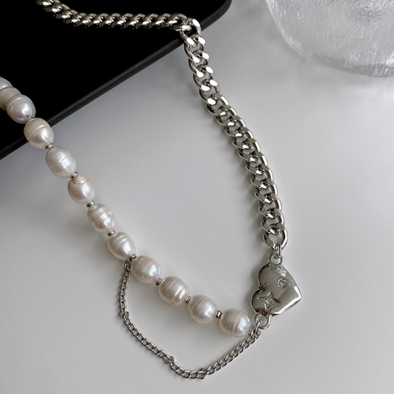 Vòng cổ mặt hình trái tim đính ngọc trai nhân tạo thời trang