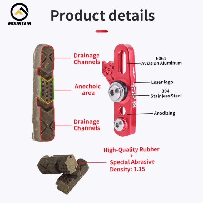 1 Cặp Má Phanh Xe Đạp Leo Núi Thay Thế Bằng Cao Su Sợi Carbon Vành Chữ C