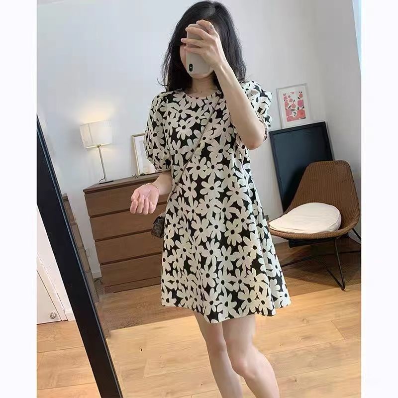 Đầm Tay Phồng Chiết Eo Phong Cách retro Pháp Thanh Lịch Cho Nữ