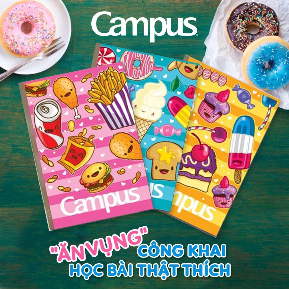 [Mã LIFEBOOK2 giảm 10% đơn 0Đ] Vở Campus Kẻ Ngang/tập vở cấp 2, cấp 3 - 80/120 Trang - Campus Food