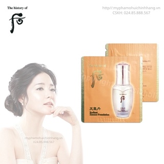 Combo gói dùng thử Kem nền tái sinh da che khuyết điểm, chống nắng, nâng tone da sáng Whoo Radiant Essence Foundation