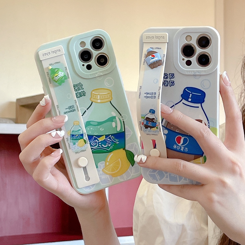 Ốp Điện Thoại Mềm Chống Rơi In Hình cola Hoạt Hình Có Quai Cầm Tay Cho Iphone 11 12 13 Pro Max X XSMAX XR 7 8PLUS