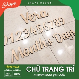 Chữ gỗ chụp ảnh Tên , ngày tháng cho bé