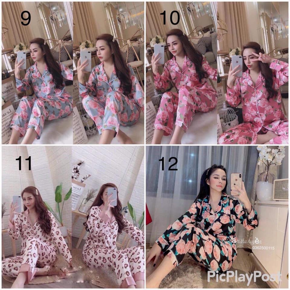 Sale. Bộ lụa pijama lụa tay dài quần dài