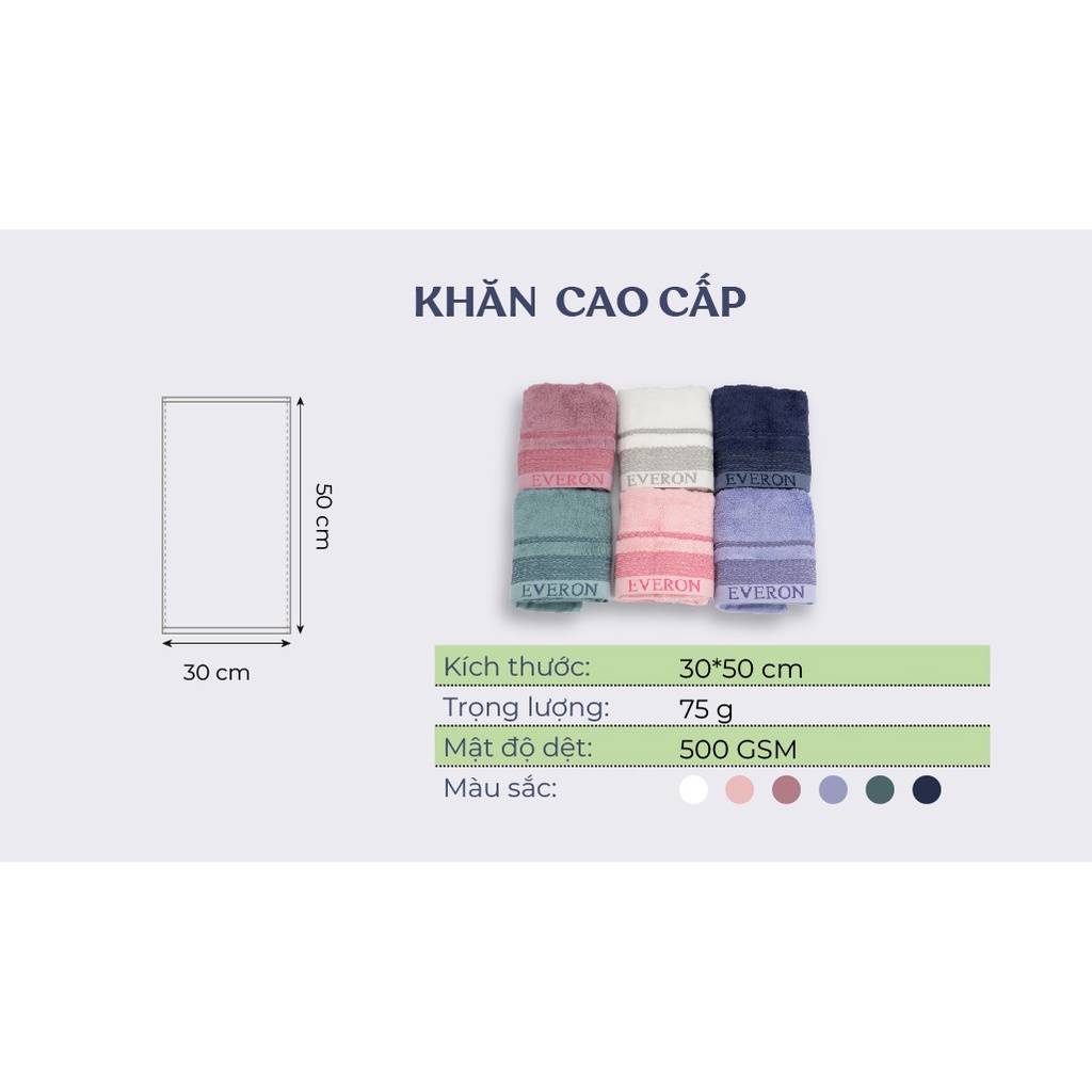 Khăn mặt sợi tre Everon cao cấp siêu mềm mịn 30x50cm các màu (100%Bamboo, kháng khuẩn, khử mùi)
