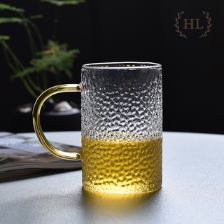 Bình thuỷ tinh chịu nhiệt sần quai vàng | Bình sần Borosilicate chịu nhiệt, chịu lực cao cấp