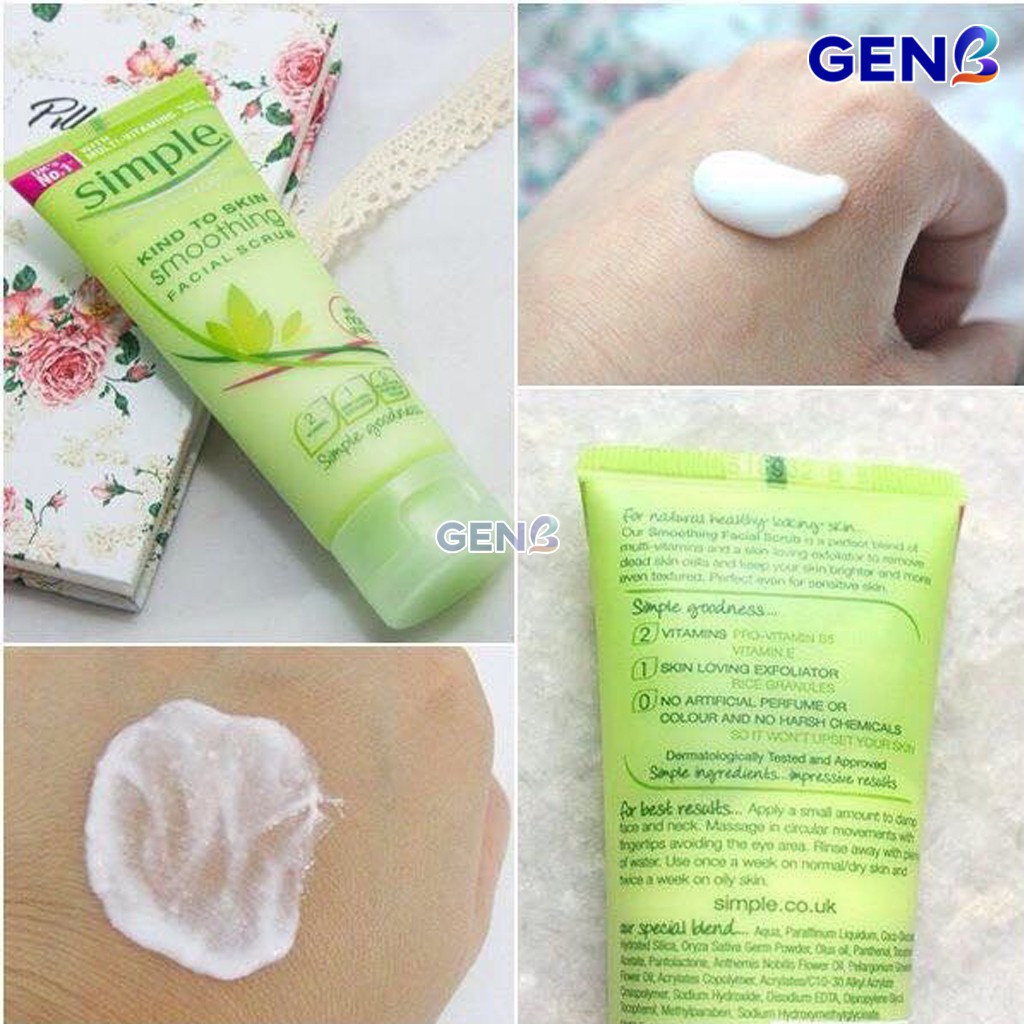 Tẩy Tế Bào Chết Da Mặt & Body Simple Skincare Chính Hãng - Tẩy Da Chết Chăm Sóc Da Simple Smoothing Facial Scrub - GENB | BigBuy360 - bigbuy360.vn