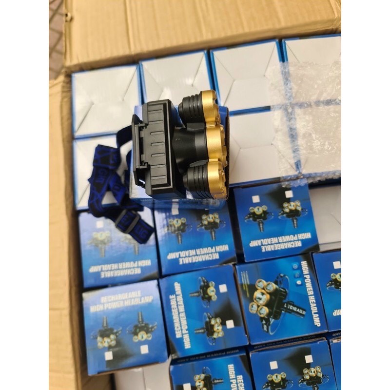 [ Bản Mới, Bóng To Sáng Hơn ] Đèn Pin Đội Đầu 5 Mắt Siêu Sáng, Đèn Pin Siêu Sáng