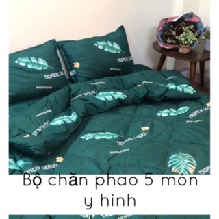 Trọn Bộ Chăn Phao Ga Gối 5 món chăn dày Ga Gối Poly cotton [Loại Đẹp]1 Chăn phao+1 Ga chun+2 Vỏ gối nằm+1 Vỏ gối ôm HN
