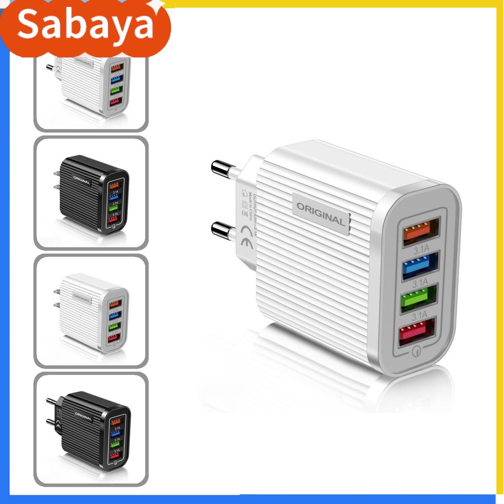 Cốc sạc nhanh 48W QC 3.0 4 cổng USB phích cắm EU/US cho điện thoại