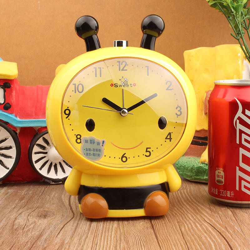 Đồng hồ báo thức、 Kangba's alarm clock student voice cute creative night light smoother lazy music double sound children's battery watch