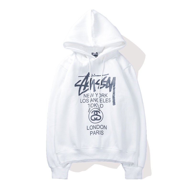 Áo hoodie cotton tay dài in chữ ITEM Stussy thời trang dành cho nam và nữ