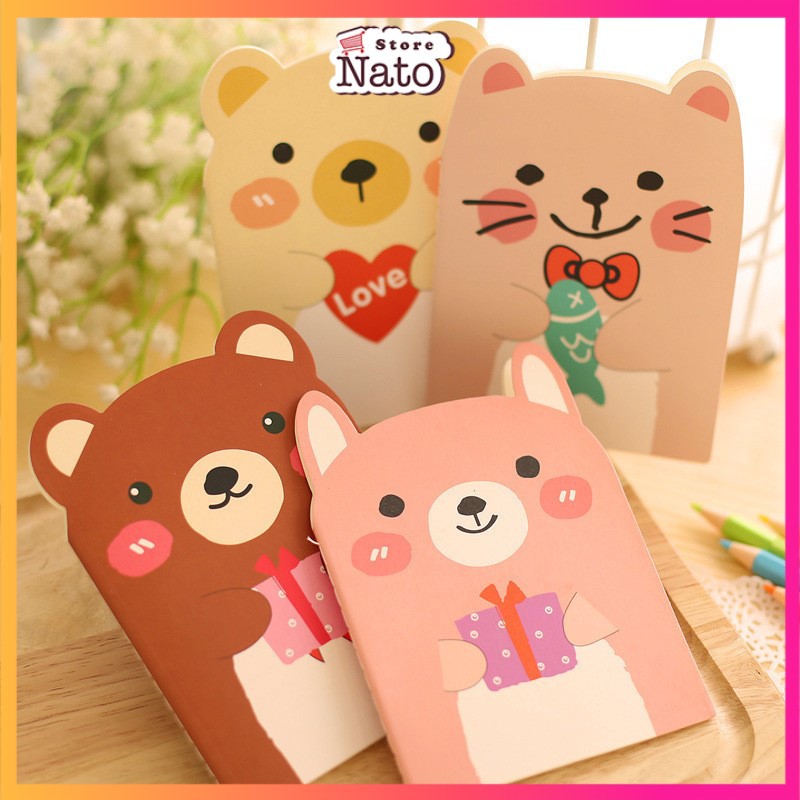 Sổ tay ghi chép cute mini bìa mềm đẹp hàn quốc dễ thương hình gấu  cho bé học sinh NATO ST04