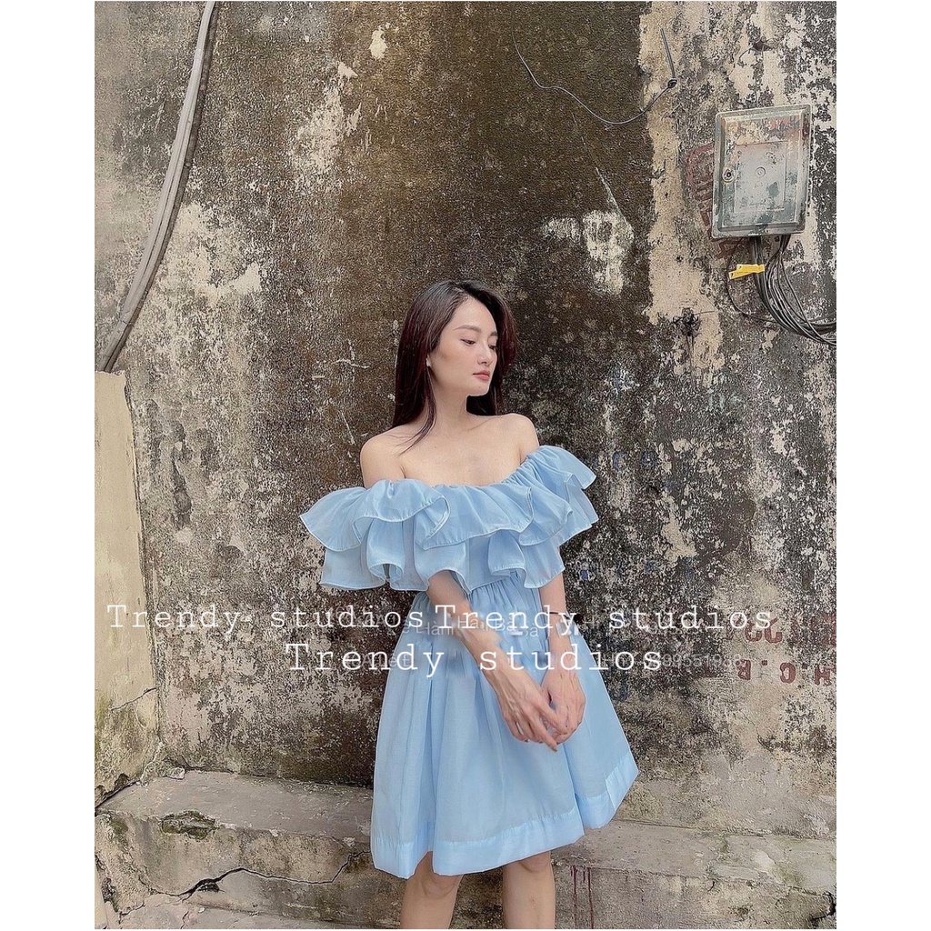 Váy trễ vai thiết kế xòe bồng bềnh , váy dạo phố, váy maxi du lịch xinh V02