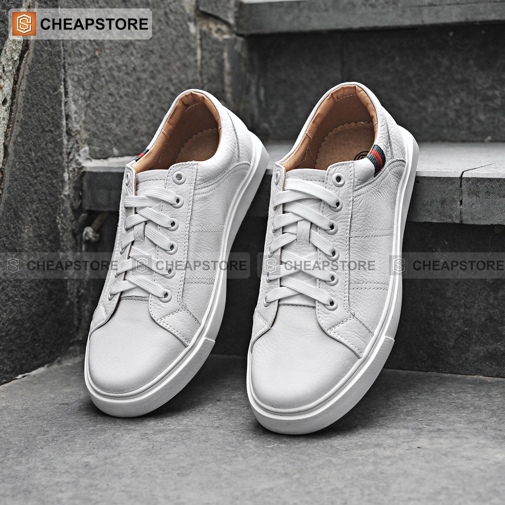 Giày da thể thao nam CHEAPSTORE CS429 Trắng - Giày tăng chiều cao da bò thật 100% (bảo hành 24 tháng) | BigBuy360 - bigbuy360.vn