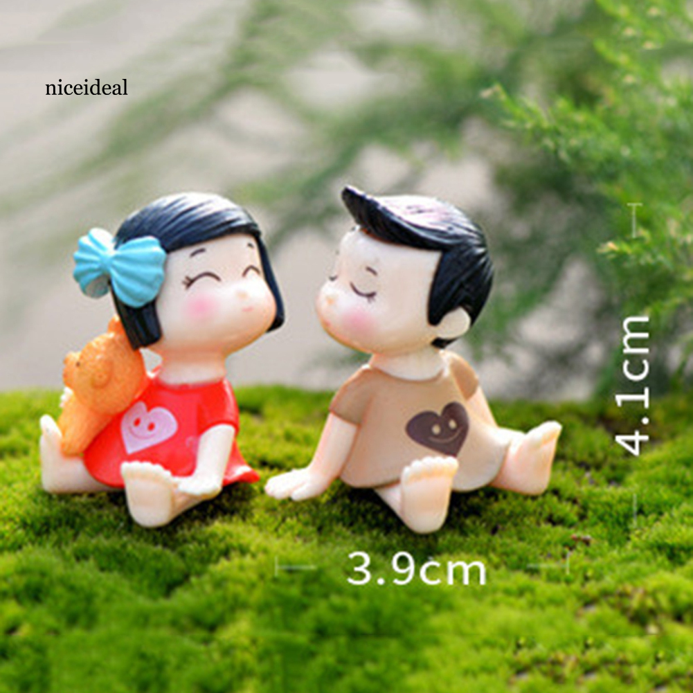 Set 2 Tượng Bé Trai Và Bé Gái Mini Dễ Thương Trang Trí Tiểu Cảnh