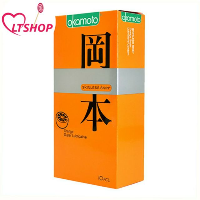 Bao Cao Su Okamoto Skinless Skin Orange Lubricated    siêu mỏng hương camHộp 10 Cái