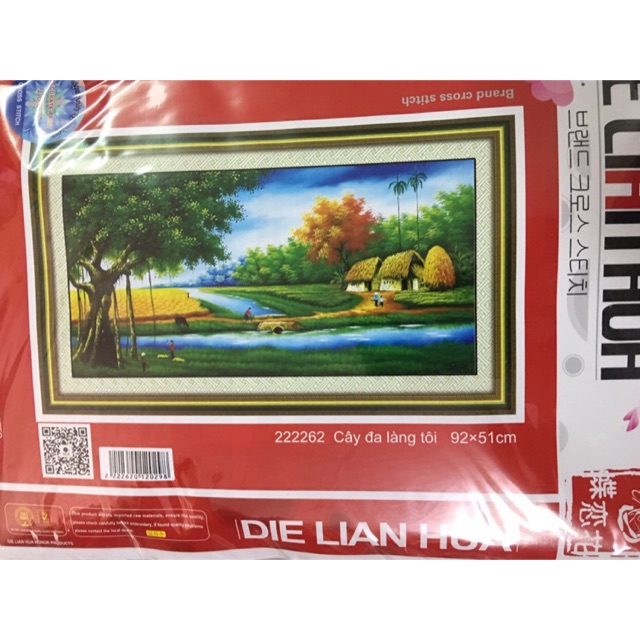 Tranh thêu chữ thập Cây Tre Đầu Làng 222262 (92x51cm) chưa thêu