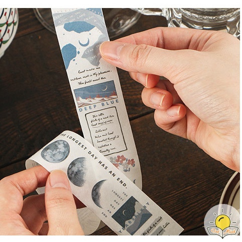 Dải sticker vintage STI14 VPPTUEMINH, Masking Tape siêu dài dán cuộn trang trí Bullet Journals Tuệ Minh