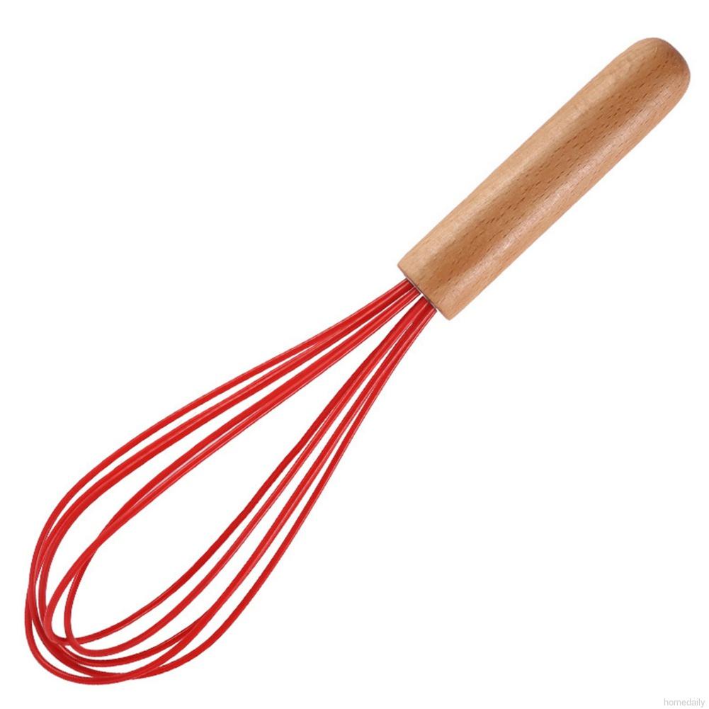 Dụng cụ đánh trứng bằng silicone với tay cầm gỗ bền bỉ