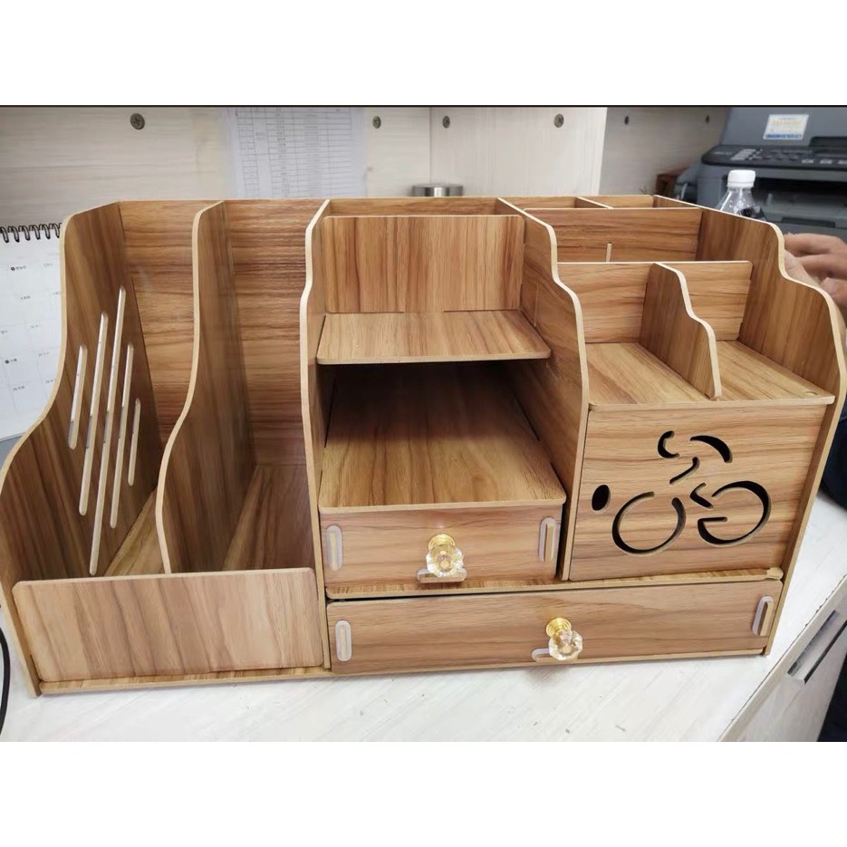 Kệ sách gỗ để bàn, để tài liệu B13 có nhiều ngăn tiện lợi size 41.5*26*23.5cm.