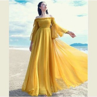 Đầm maxi nhún ngực tay loe - có bigsize - kèm 20 hình khách mặc