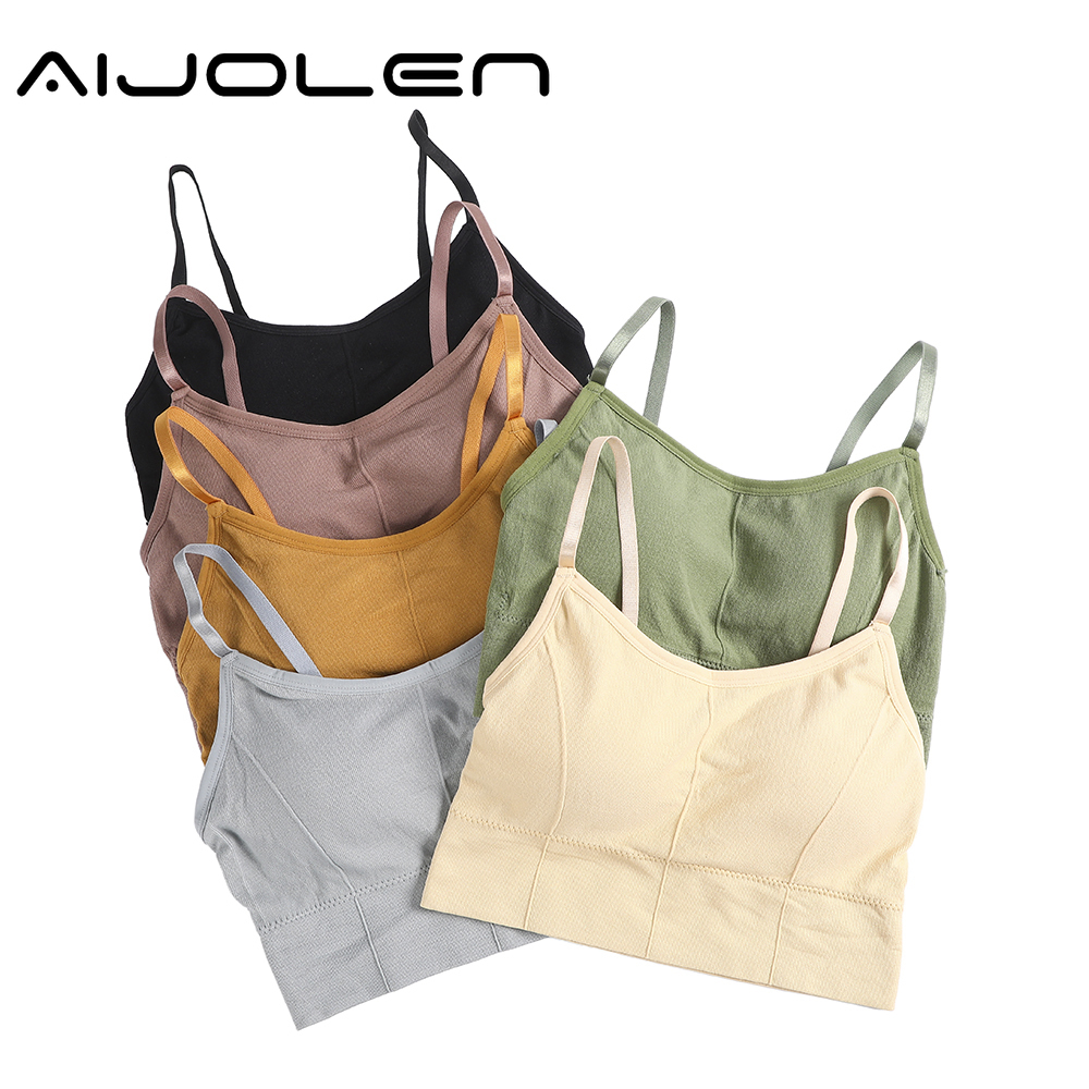 Áo bra Aijolen màu trơn thiết kế thoáng khí phong cách thể thao năng động