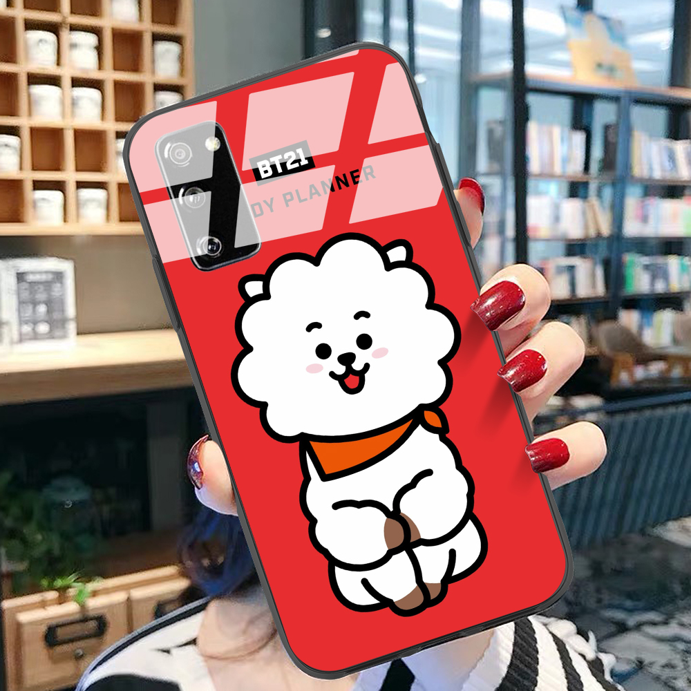 Samsung Case Samsung Galaxy A51 A50 A32 A21S A21 A20S A30S A50S BTS BT21 Cute TATA RJ CHIMMY COOKY SHOOKY MANG KOYA VAN Casing Phone Case GLASS CASE protective Cover