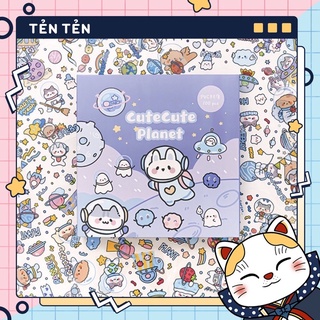 [MS09]-Sticker cute/Set hộp 100 tấm hình dán dễ thương Cute Cute Planet trang trí sổ planner bullet journal Tẻn Tẻn