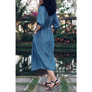 Đầm linen thắt eo