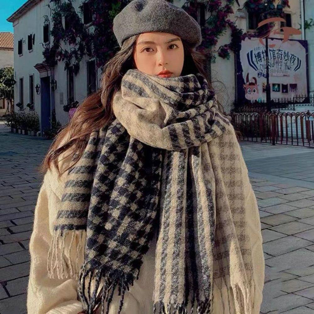 Khăn Choàng Cổ Mùa Đông Họa Tiết Kẻ Ô Hợp Thời Trang Cho Nam Và Nữ