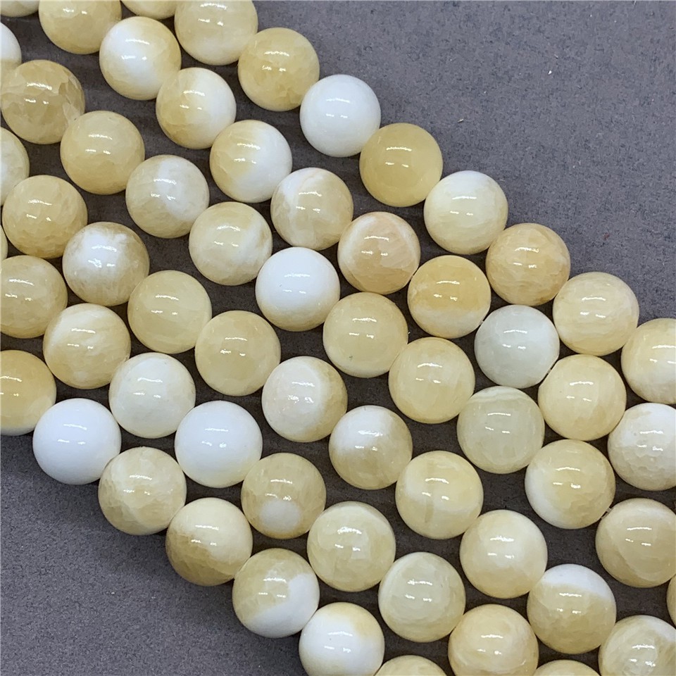 Chuỗi Hạt Đá Tròn Tự Nhiên 4-12mm Màu Be / Trắng