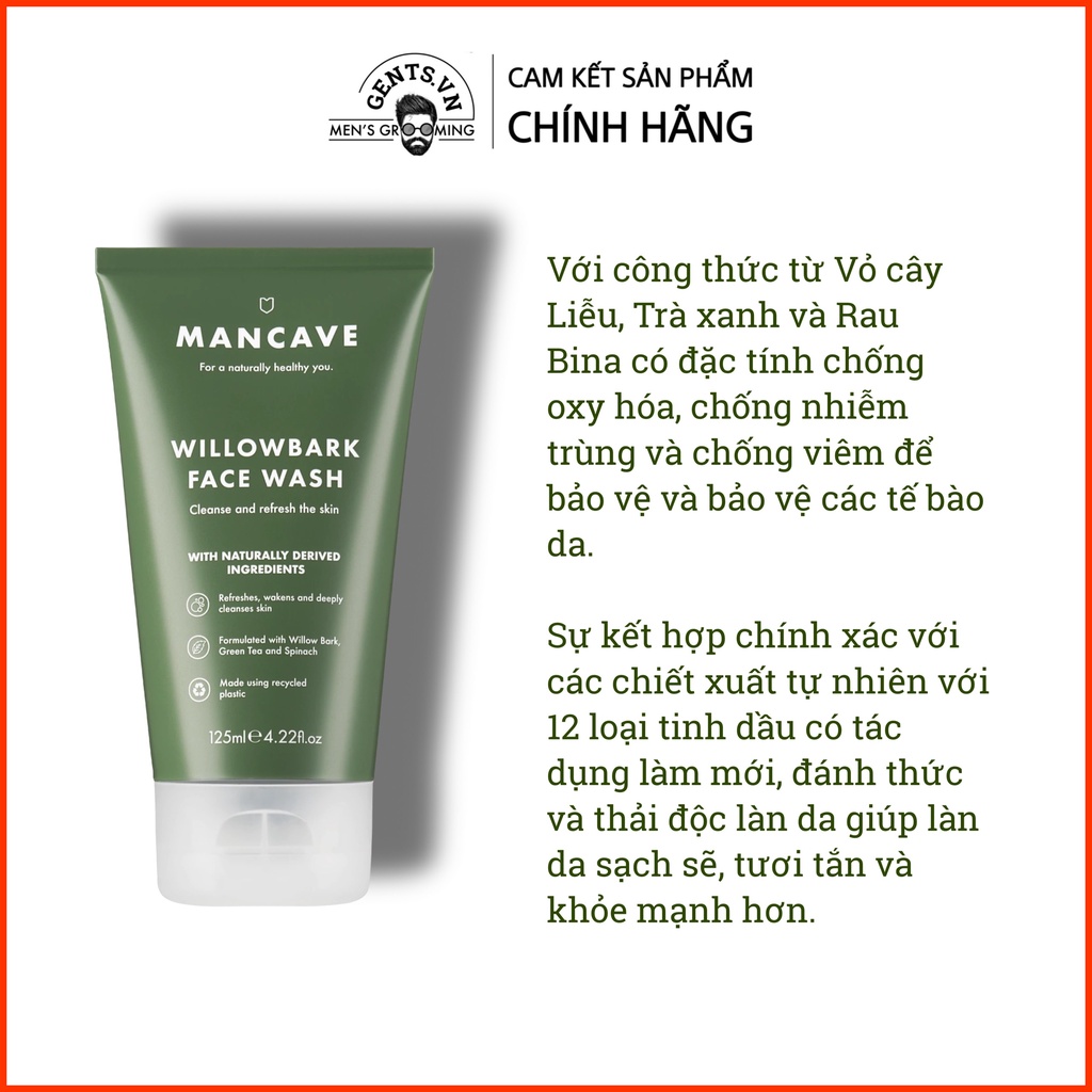 Bộ sữa rửa mặt, tẩy tế bào chết và kem dưỡng ẩm da cho nam ManCave Original Skincare Set sạch sâu ngừa mụn giảm bã nhờn