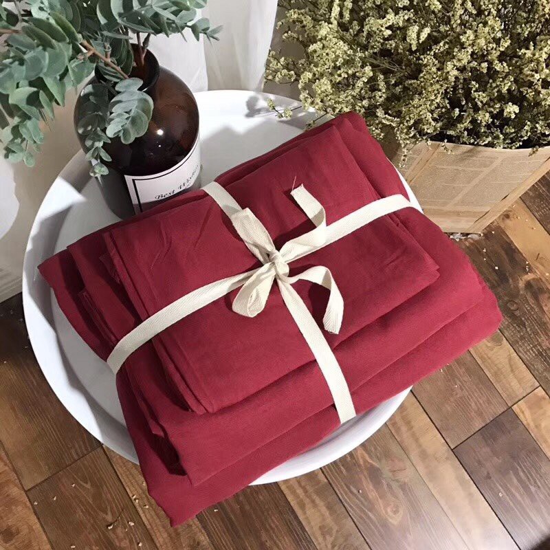 Bộ vỏ chăn ga gối Cotton đũi tici