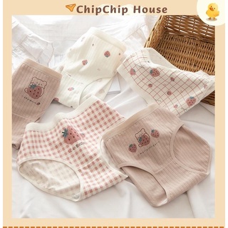 Quần lót nữ cotton cạp cao mềm mại, kháng khuẩn, quần chíp nữ hoạ tiết dễ thương ChipChiphouse