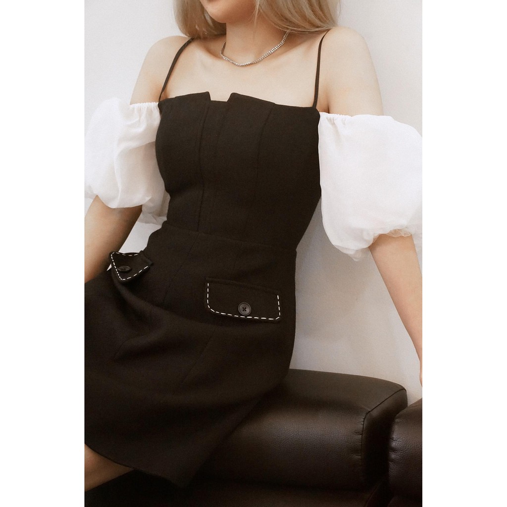 MAVEN - Váy đen trễ vai Fancy Dress