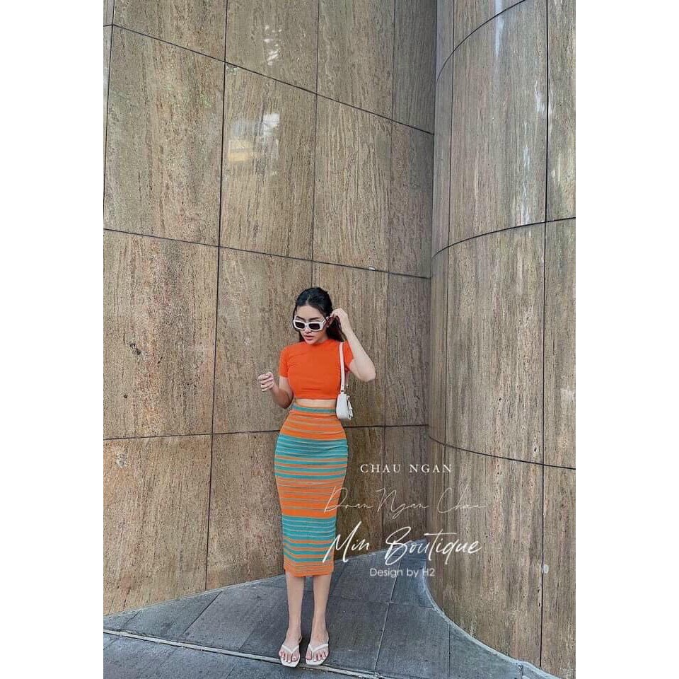 Sét áo crotop ,chân váy bút chì kẻ hot hit(kèm ảnh thật,video) | BigBuy360 - bigbuy360.vn