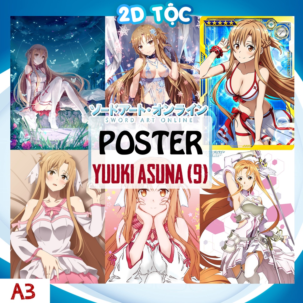 Poster A3 cao cấp treo tường Yuuki Asuna (9) Anime Manga Light Novel Sword Art Online  by 2d tộc shop