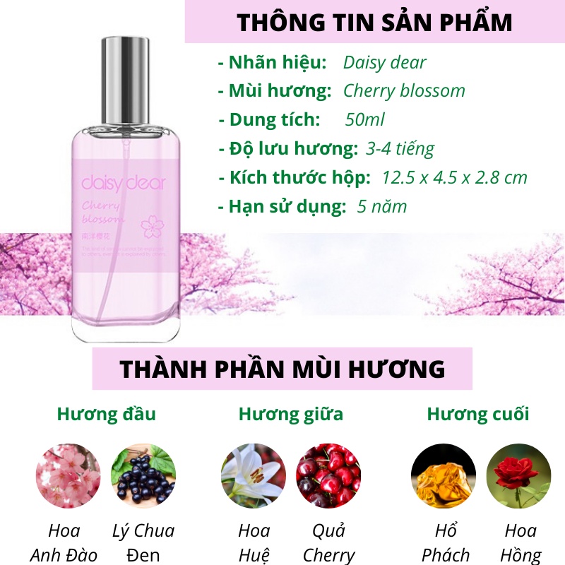 Nước hoa nữ thơm lâu hương hoa thiên nhiên vỏ hộp sang trọng Daisy Dear 50ml