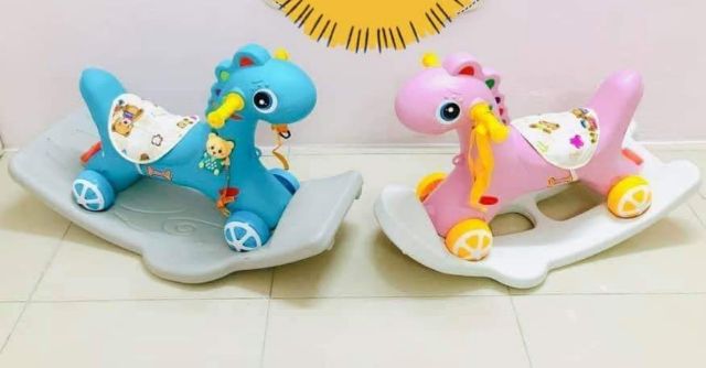 Ngựa bập bênh 2in1 cho bé. Ngựa bập bênh kiêm xe chòi chân 4 bánh 2in1