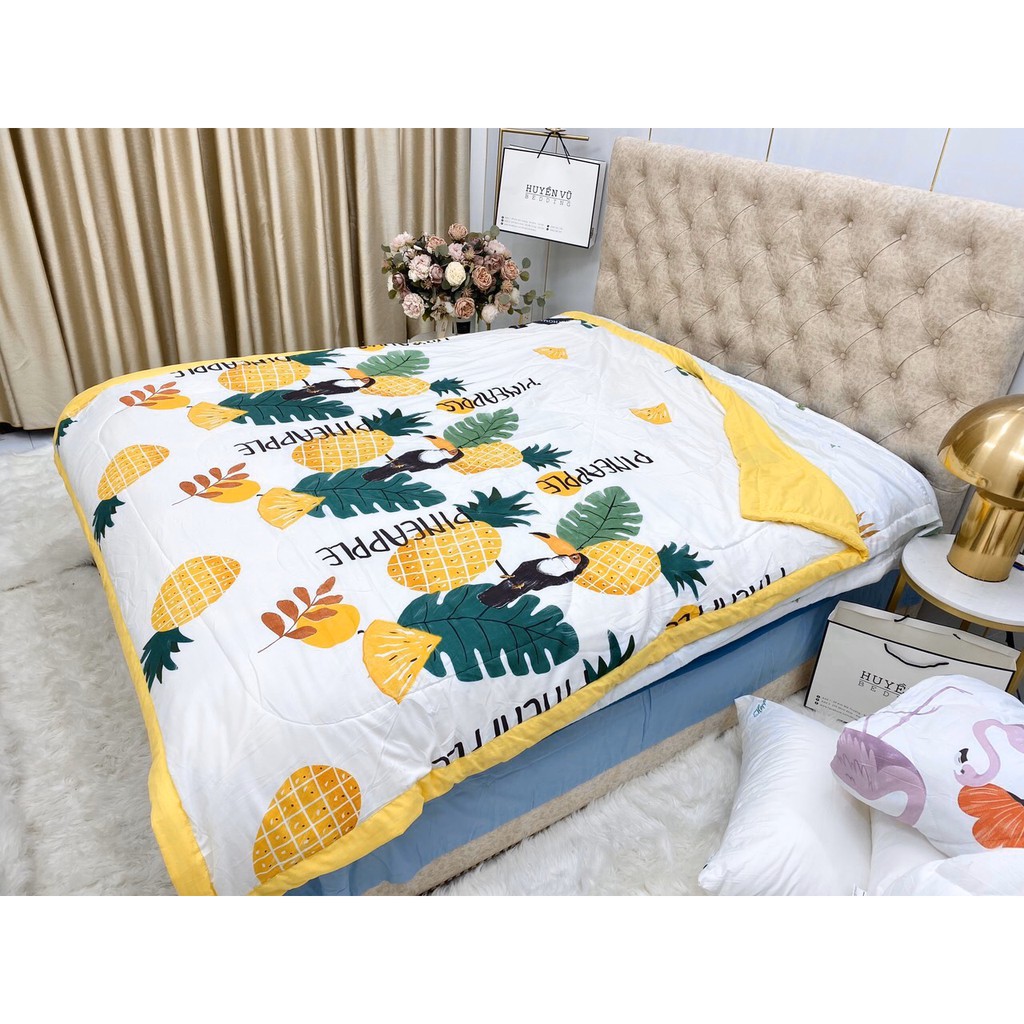 Chăn hè cotton đũi cao cấp nhập khẩu 2mx2m3 họa tiết hoa pha màu CZ10